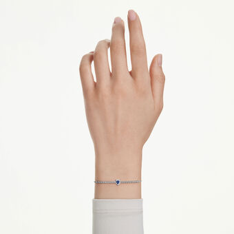 swarovski one bracelet  mixed cuts  heart  blue  rhodium plated