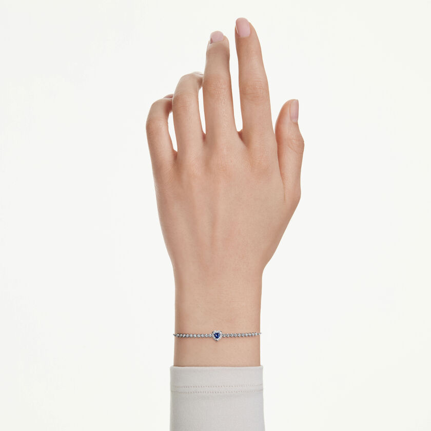 swarovski one bracelet  mixed cuts  heart  blue  rhodium plated