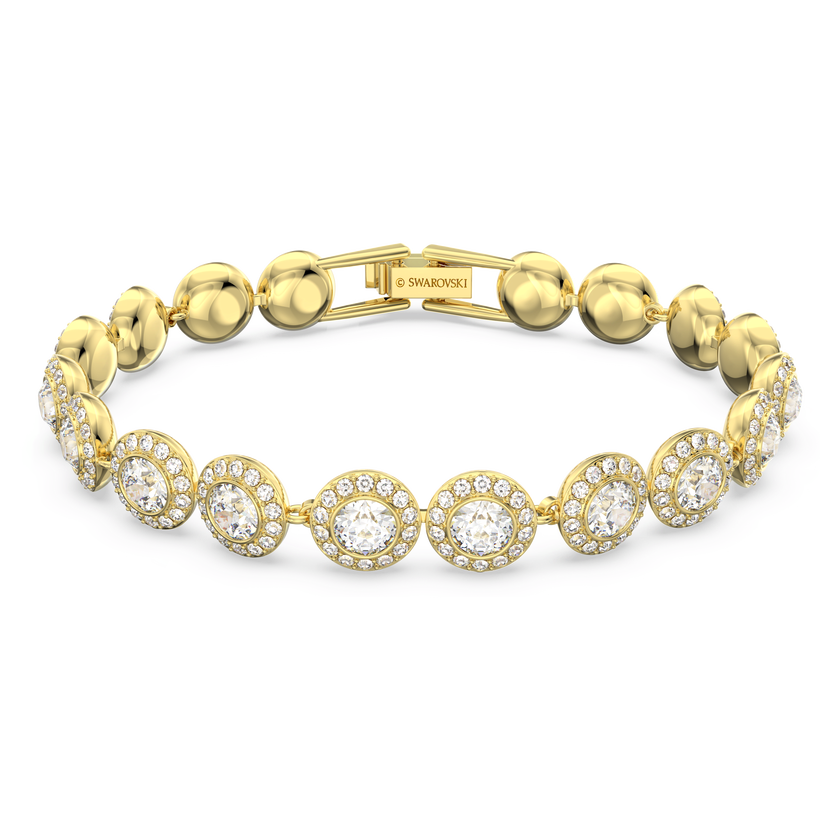 swarovski una angelic tennis bracelet  round cut  pav   medium  white  gold tone plated