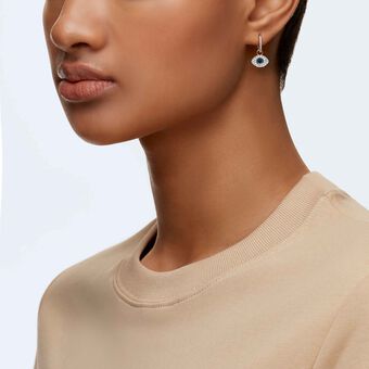 swarovski symbolica hoop earrings  evil eye  blue  rose gold tone plated