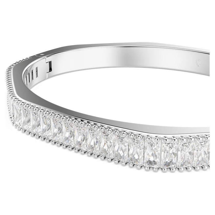 swarovski matrix bangle  baguette cut  white  rhodium plated