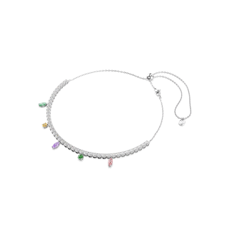 ariana grande x swarovski tennis necklace  mixed cuts  multicolored  rhodium plated