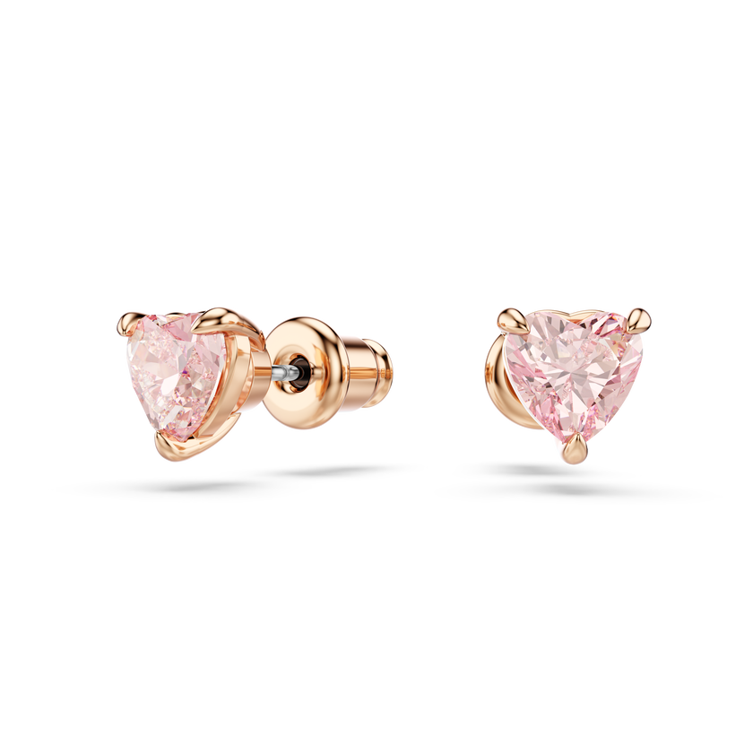 swarovski one set  heart cut  pav   heart  pink  mixed metal finish