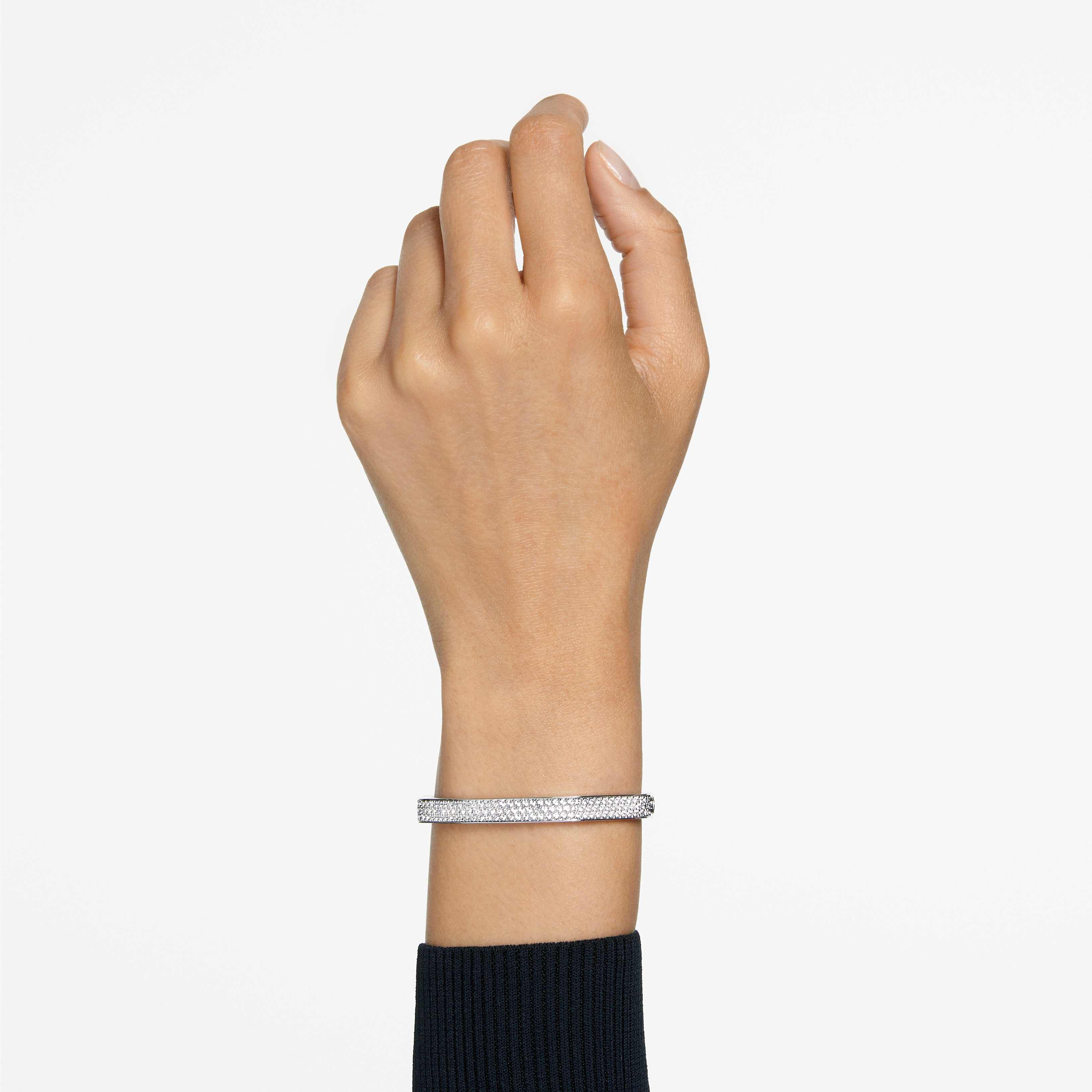 Dextera bangle, Octagon shape, White, Rhodium plated | Swarovski Kuwait