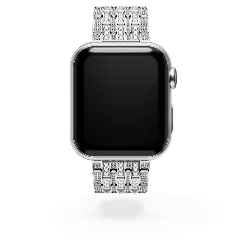 swarovski princess strap  for apple watch  40mm   41mm  silver tone  stainless steel