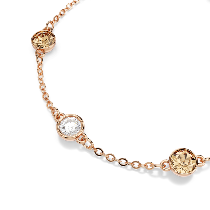 swarovski imber bracelet  round cut  multicolored  18k rose gold finish