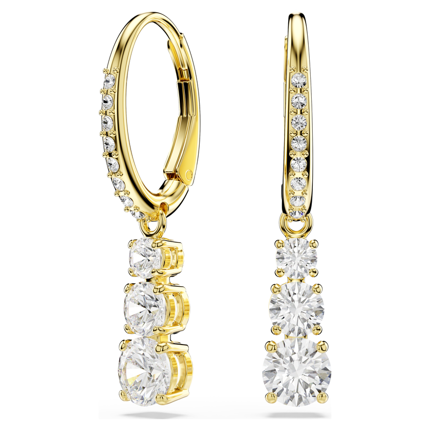 swarovski stilla attract hoop earrings  round cut  white  gold tone plated