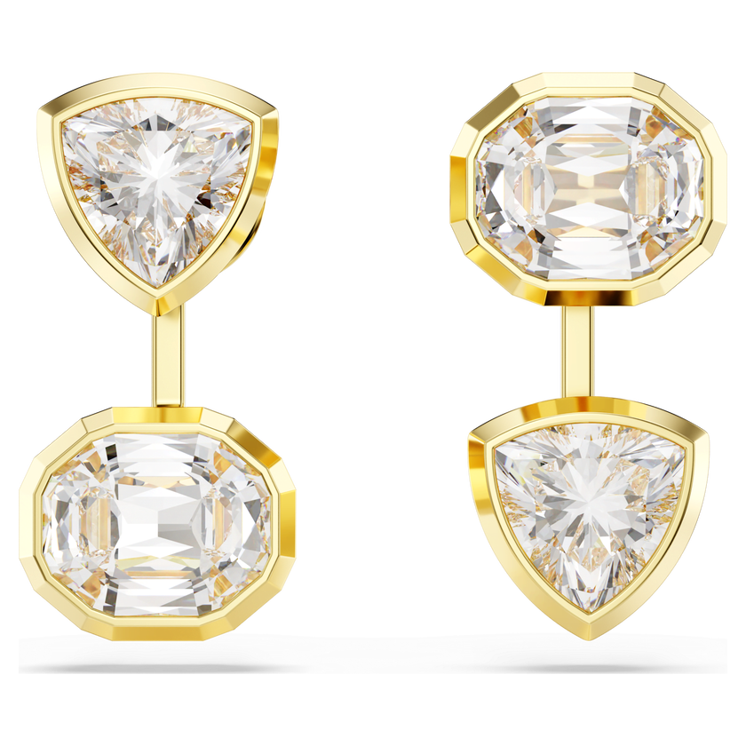 swarovski imber earring jackets  asymmetrical design  mixed cuts  white  gold tone plated