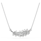 swarovski vienna pendant  mixed cuts  feather  white  rhodium plated