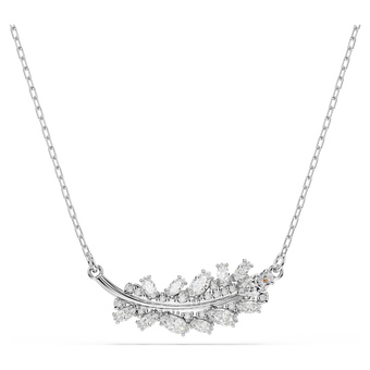 swarovski vienna pendant  mixed cuts  feather  white  rhodium plated