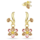swarovski idyllia earrings set 3 mixed cuts flower multicolored gold tone plated