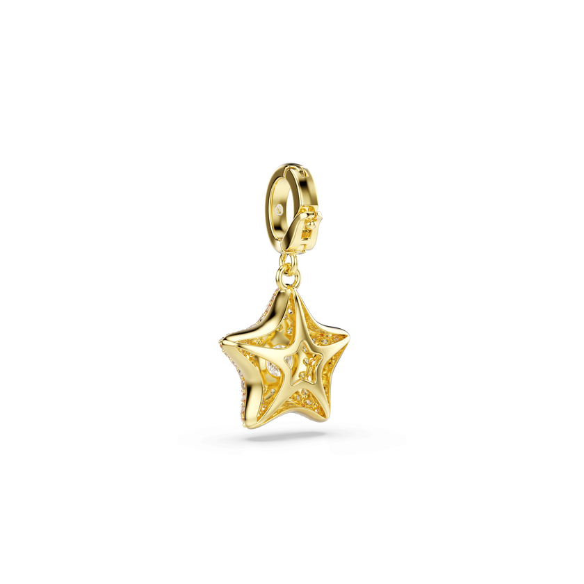 swarovski sublima charm  round cut  star  yellow  18k gold finish