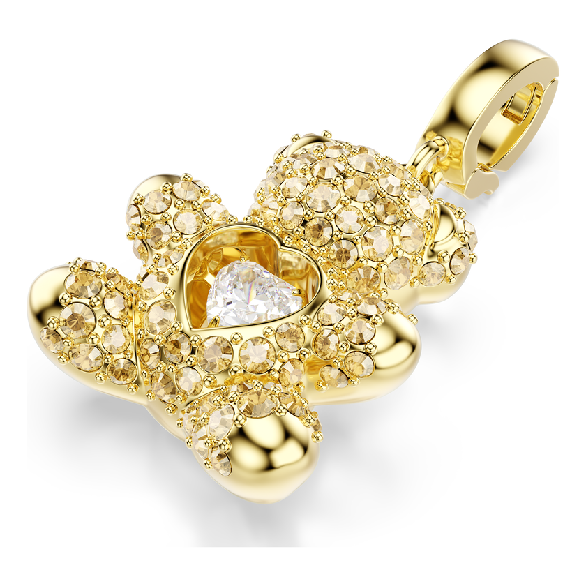 swarovski idyllia charm  mixed cuts  teddy  gold tone  18k gold finish