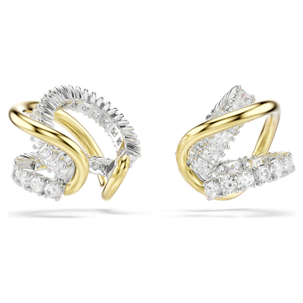 swarovski hyperbola ear cuffs  mixed cuts  white  mixed metal finish
