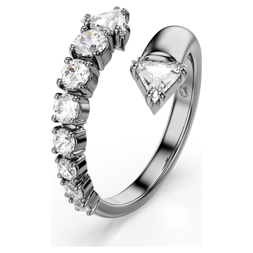 swarovski sublima open ring  mixed cuts  white  ruthenium plated