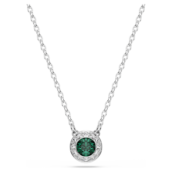 swarovski una angelic pendant  round cut  green  rhodium plated