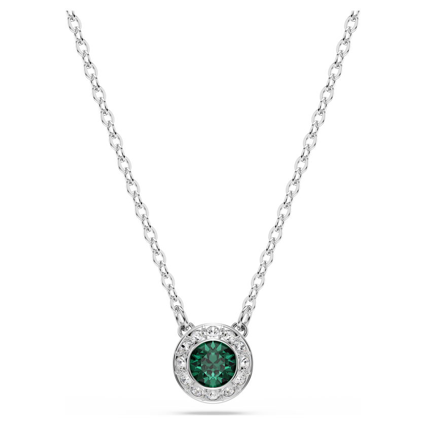 swarovski una angelic pendant  round cut  green  rhodium plated