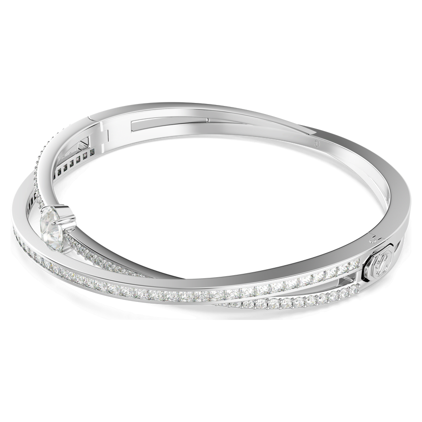 swarovski hyperbola bangle  mixed cuts  white  rhodium plated
