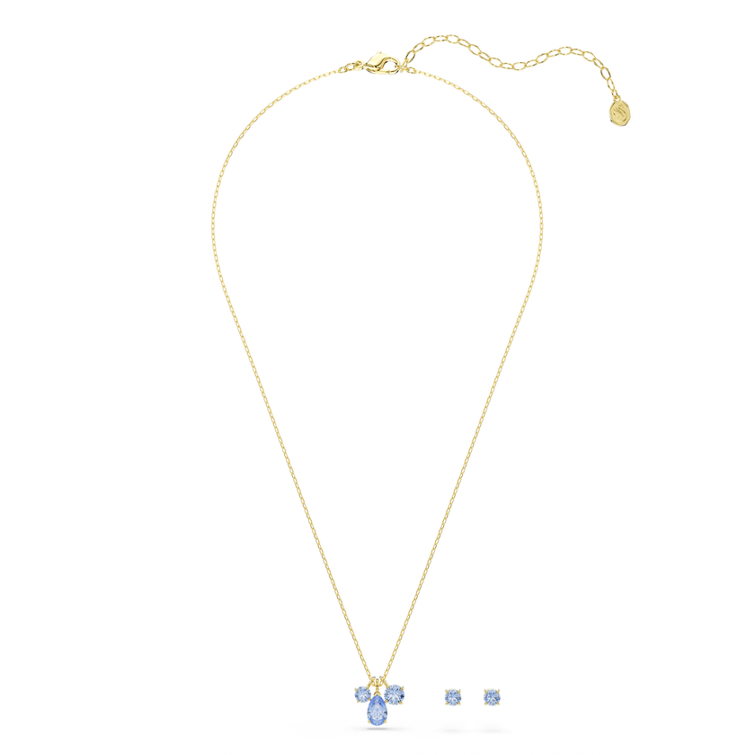 swarovski mesmera set  set  2   mixed cuts  blue  18k gold finish