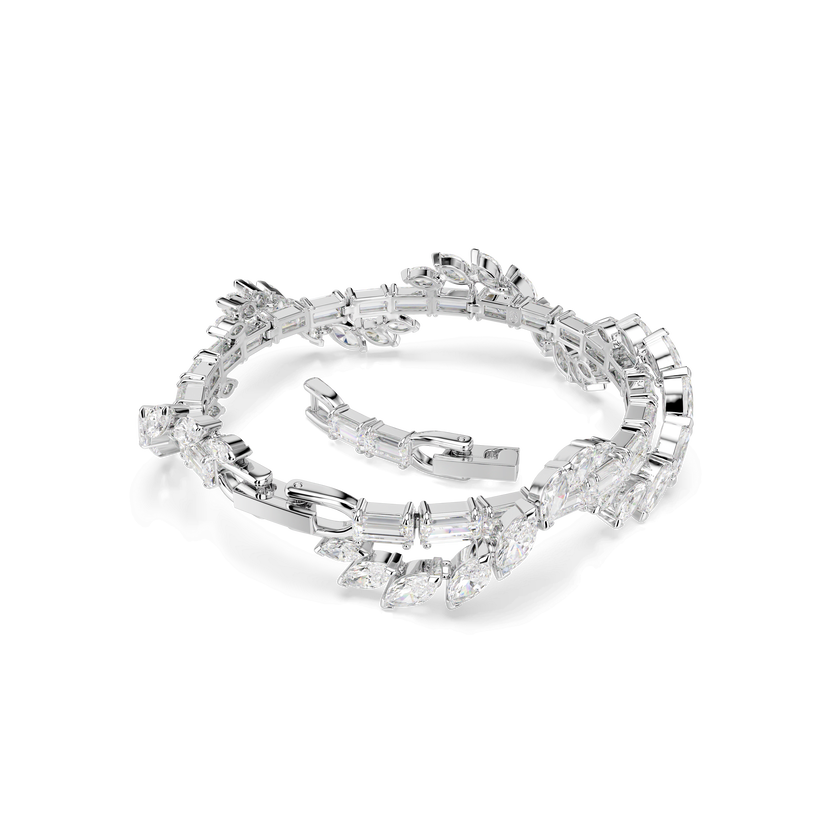 swarovski mesmera bracelet  mixed cuts  white  rhodium plated