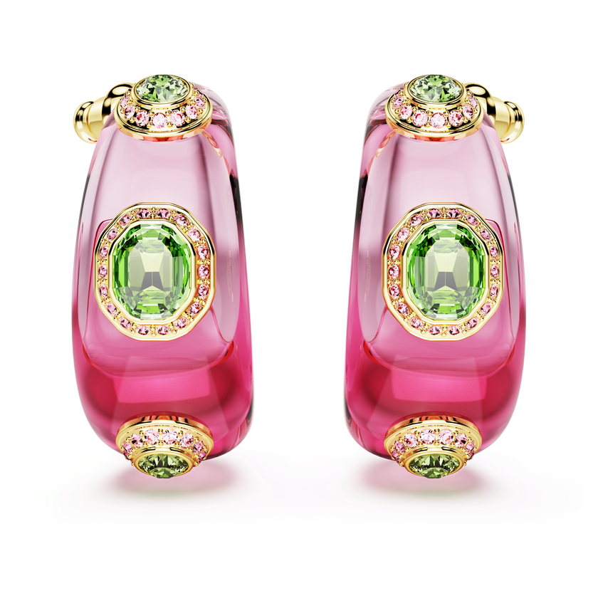 swarovski dulcis hoop earrings  mixed cuts  multicolored  gold tone plated