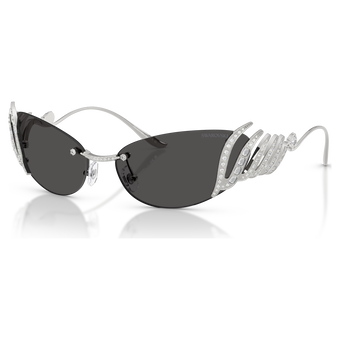 swarovski sunglasses  cat eye shape  swan  silver tone