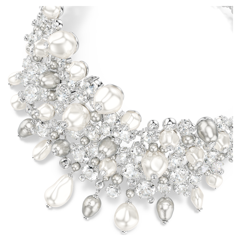 swarovski constella choker  crystal pearl  round cut  white  rhodium plated