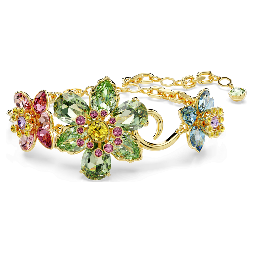 swarovski idyllia bracelet  mixed cuts  flower  multicolored  gold tone plated