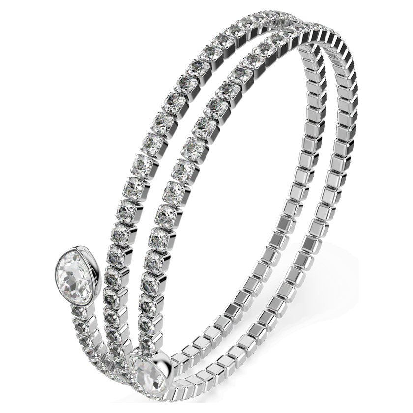 swarovski twisty cuff  mixed cuts  white  rhodium plated