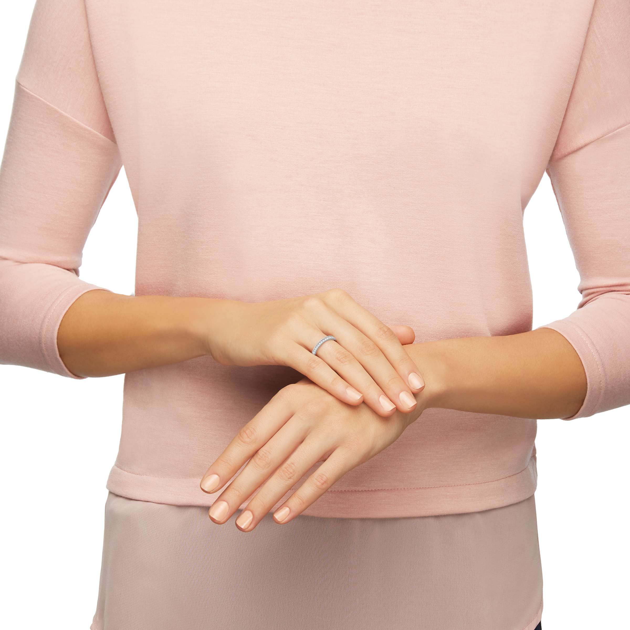 swarovski matrix ring  white  rhodium plated