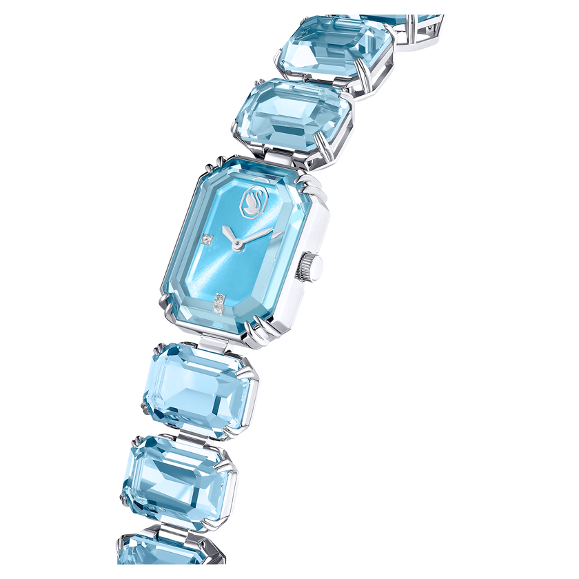 swarovski watch  octagon cut bracelet  blue  stainless steel