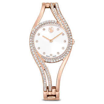 swarovski hyperbola bangle watch  swiss made  metal bracelet  rose gold tone  rose gold tone finish