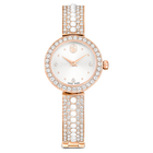 swarovski matrix pearl bangle watch  swiss made  crystal bracelet  white  rose gold tone finish
