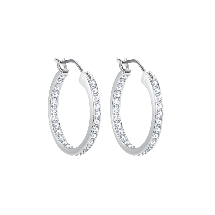 swarovski sommerset hoop earrings  white  rhodium plated