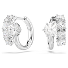 swarovski matrix hoop earrings  round cut  white  rhodium plated