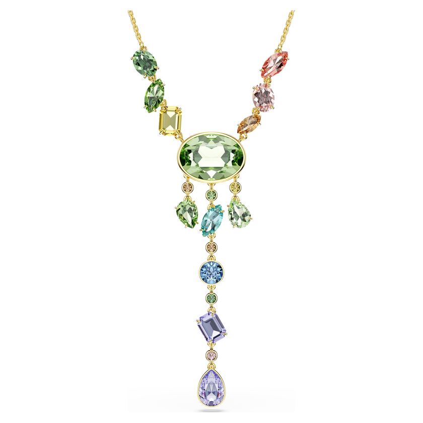 swarovski gema y necklace  mixed cuts  multicolored  gold tone plated