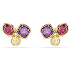 swarovski imber stud earrings  mixed cuts  multicolored  18k gold finish