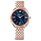 swarovski crystalline glam watch metal bracelet blue rose gold tone pvd