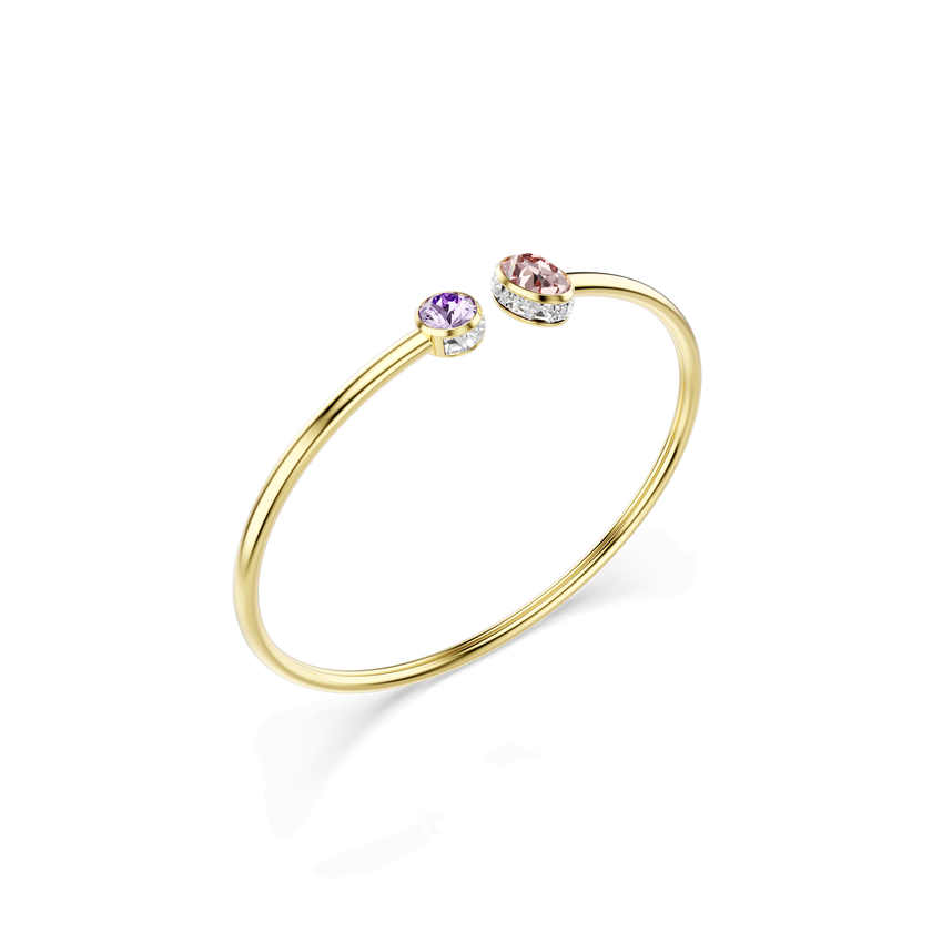 swarovski chroma bangle  mixed cuts  multicolored  18k gold finish