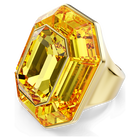 swarovski lucent cocktail ring octagon shape yellow gold tone plated