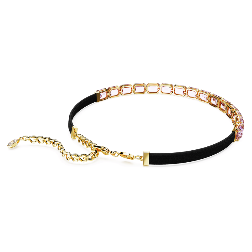 swarovski millenia tennis choker  octagon cut  purple  gold tone plated