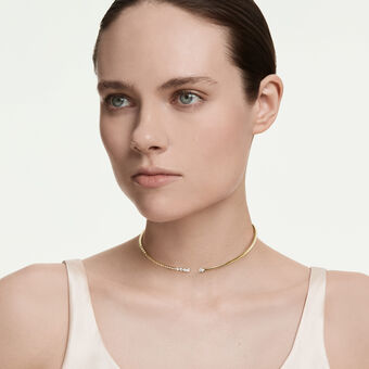 swarovski mesmera choker  mixed cuts  white  18k gold finish