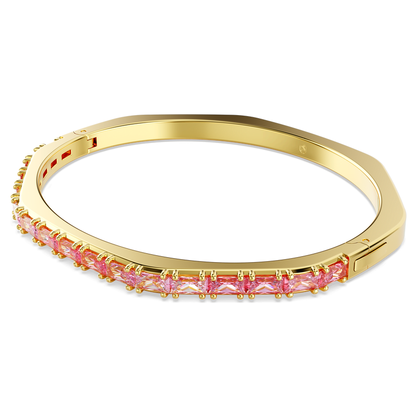 swarovski matrix bangle  baguette cut  pink  gold tone plated