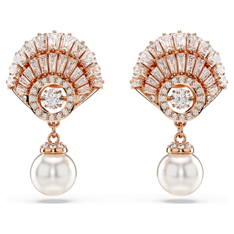 swarovski idyllia drop earrings crystal pearl shell white rose gold tone plated