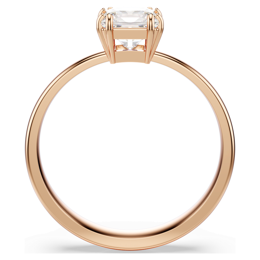 swarovski attract ring  square cut  white  rose gold tone plated