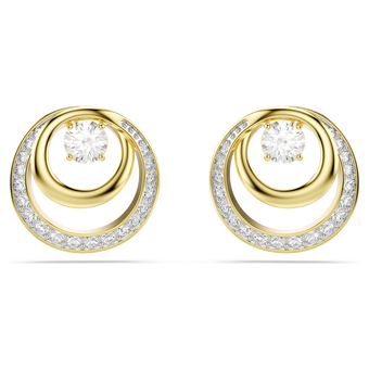 swarovski hyperbola stud earrings  round cut  white  gold tone plated