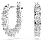 swarovski matrix vittore hoop earrings round cut white rhodium plated