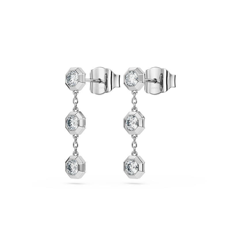swarovski octagon drop earrings  lab grown diamonds 0 6 ct tw  round shape  sterling silver