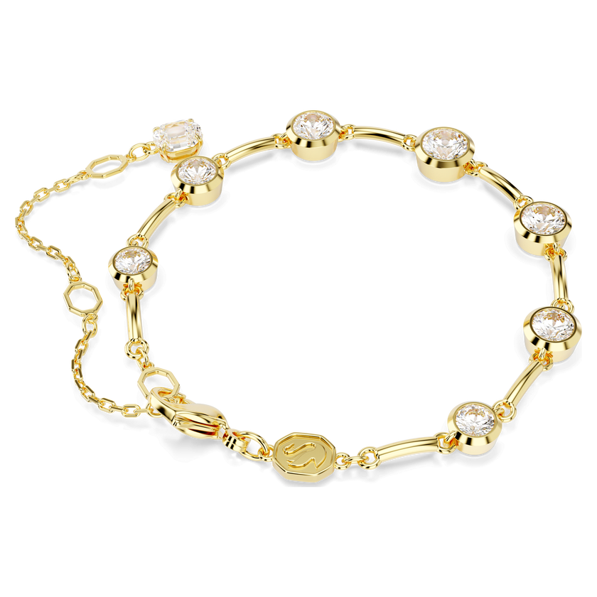 swarovski imber tennis bracelet  mixed round cuts  white  gold tone plated