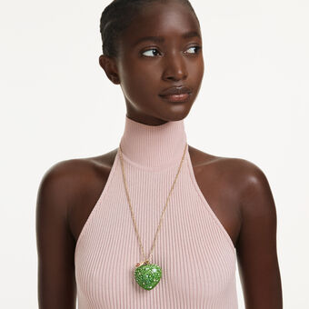 swarovski idyllia pendant  mixed cuts  apple  green  gold tone plated